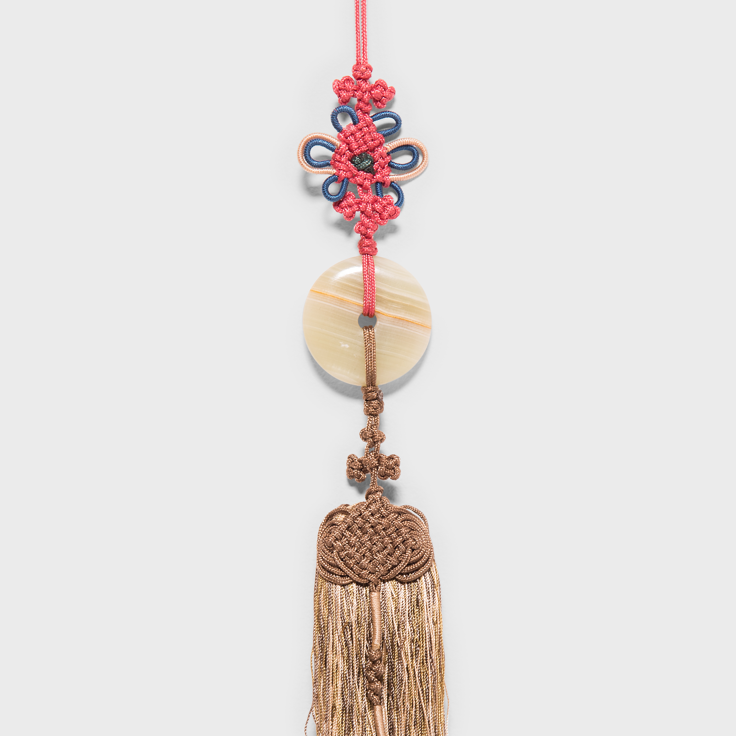 Medium Colorful Silk Tassel with Striped Jade Disc - Browse or Buy at ...